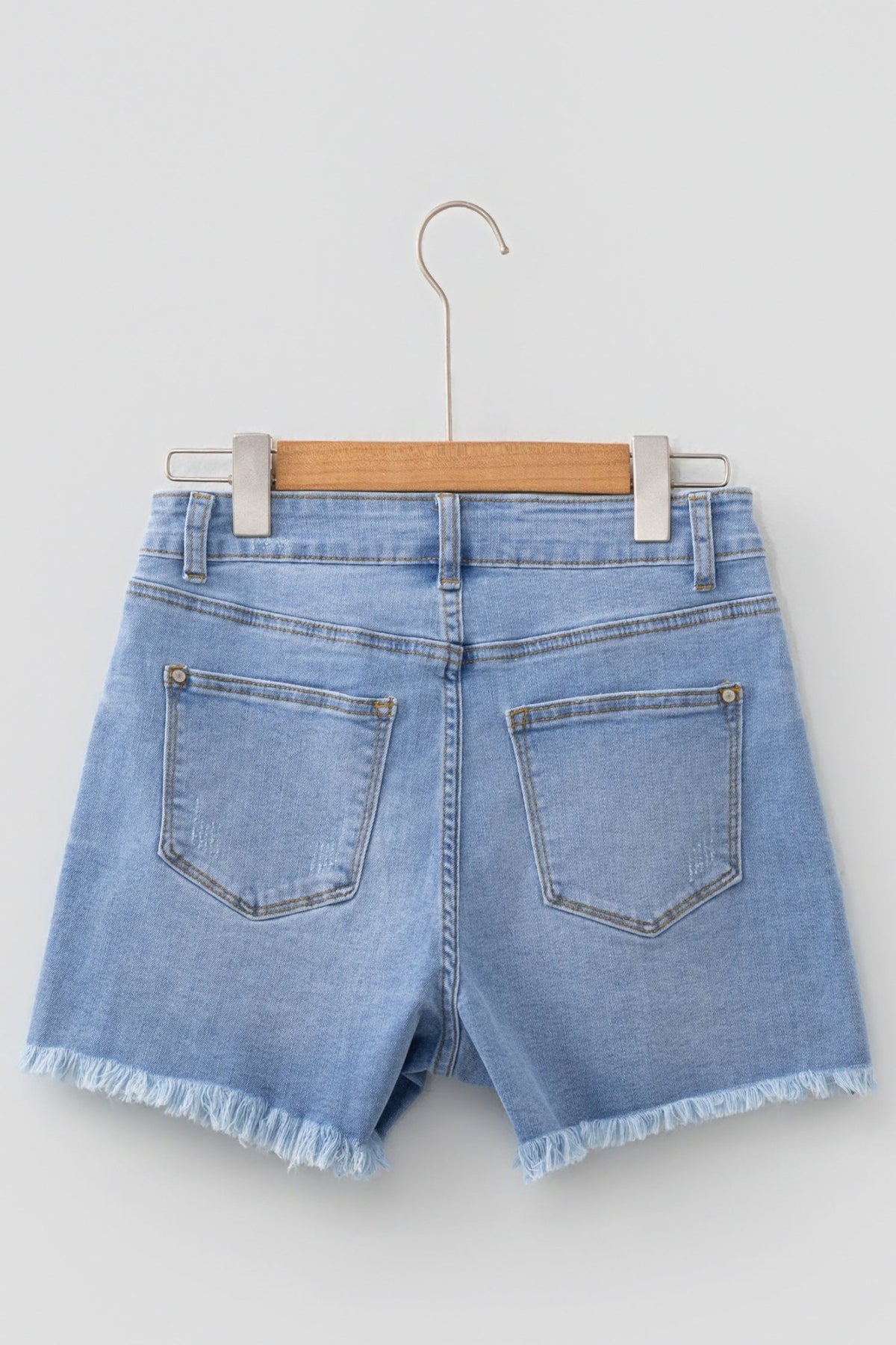 Distressed Denim Asymmetric Raw Hem Shorts - Rooted & Reckless Co.