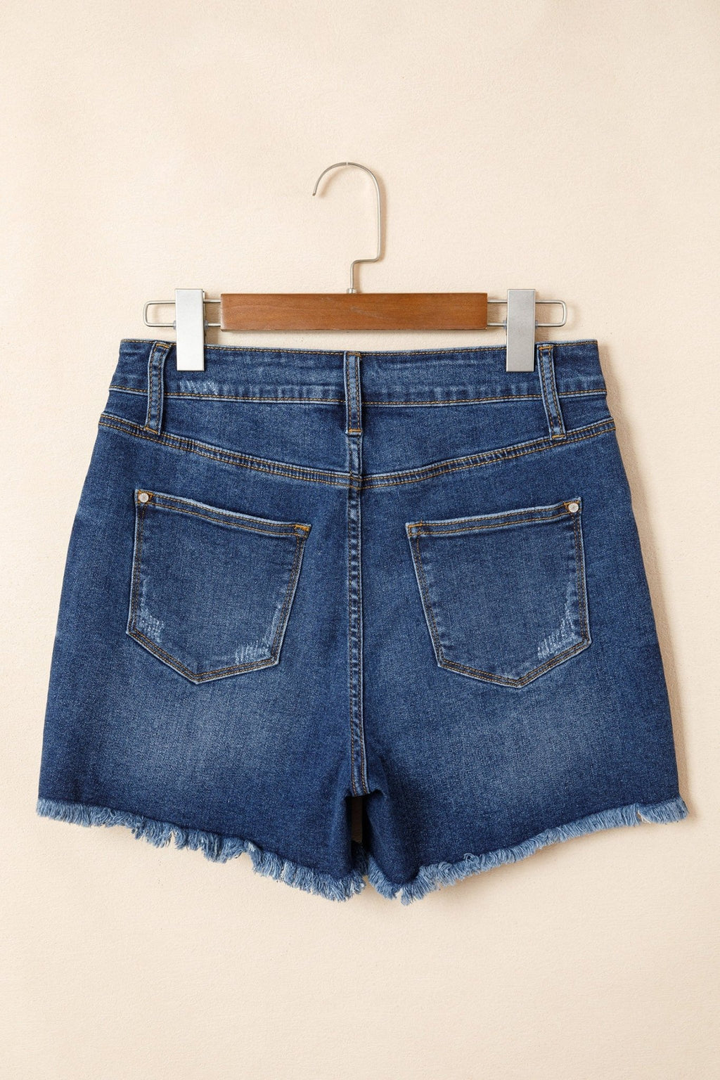 Distressed Denim Asymmetric Raw Hem Shorts - Rooted & Reckless Co.