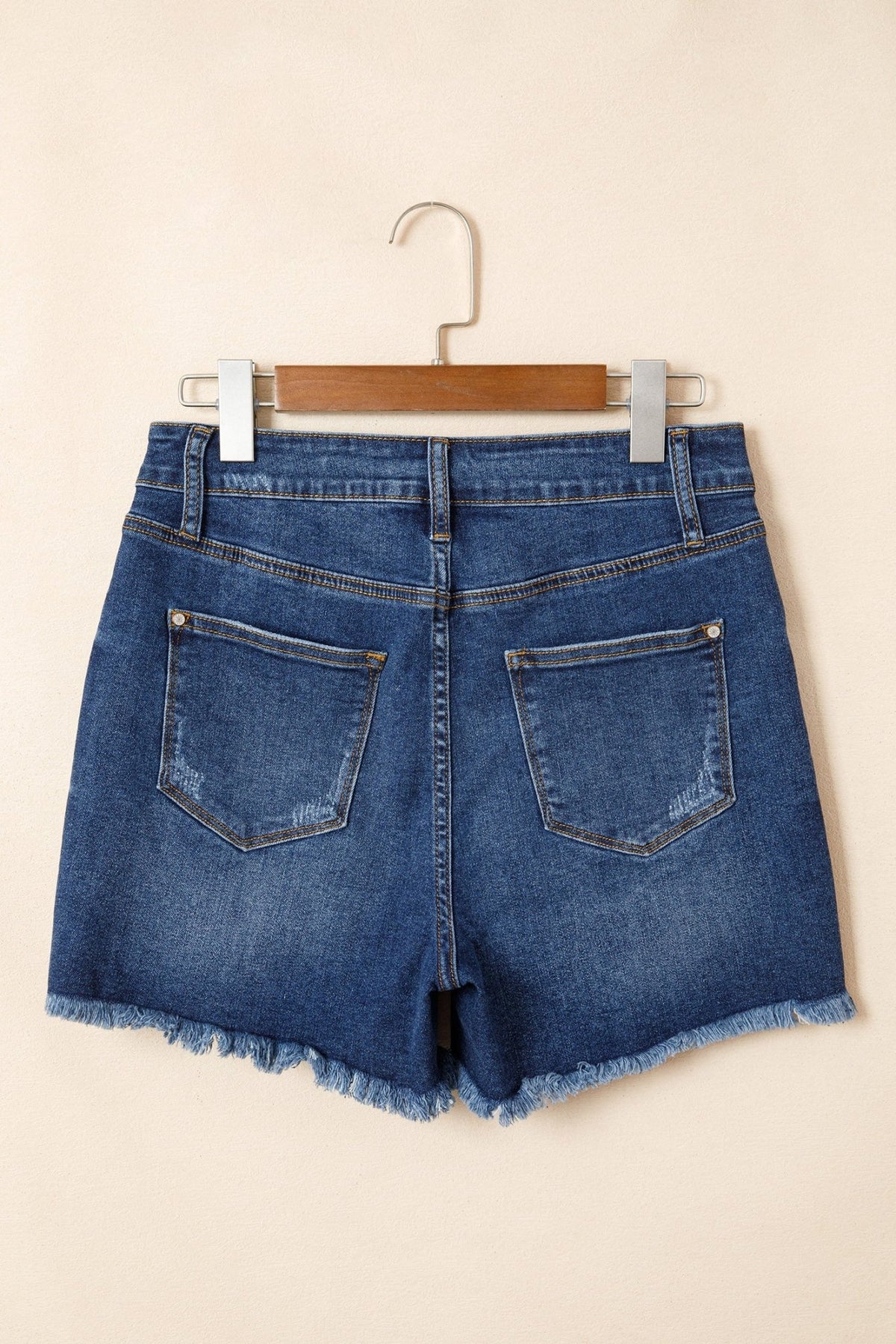 Distressed Denim Asymmetric Raw Hem Shorts - Rooted & Reckless Co.