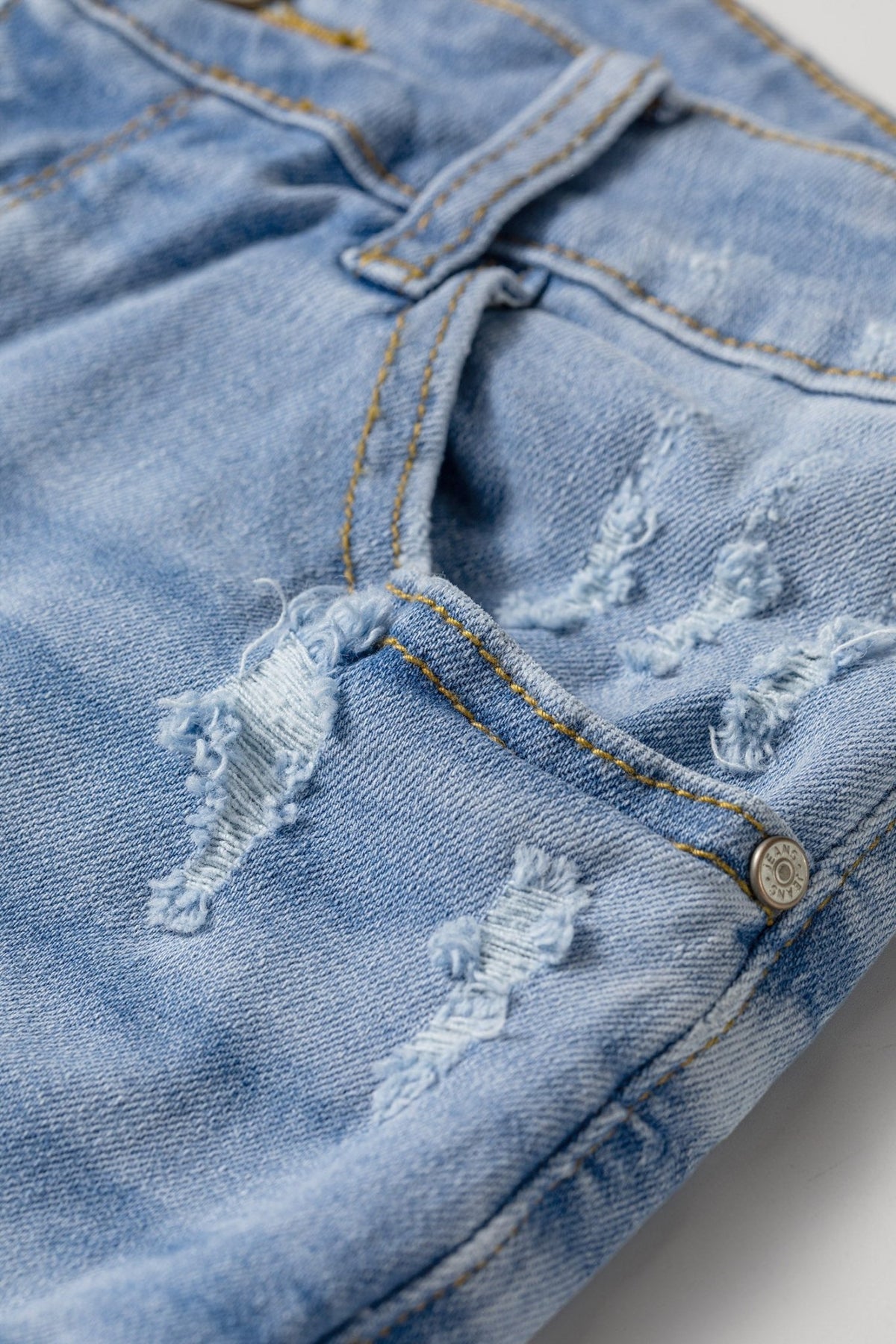 Distressed Denim Asymmetric Raw Hem Shorts - Rooted & Reckless Co.