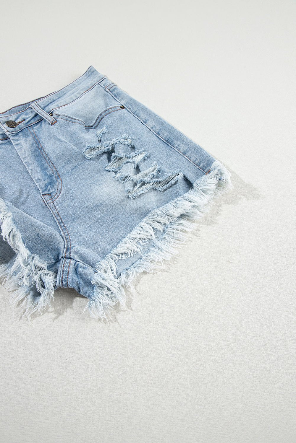 Distressed Denim Raw Hem High Waist Shorts - Rooted & Reckless Co.