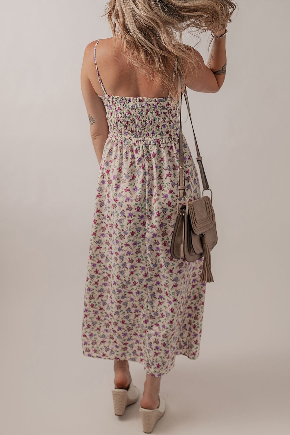 Ditsy Floral Smocked Sleeveless Maxi Dress - Rooted & Reckless Co.