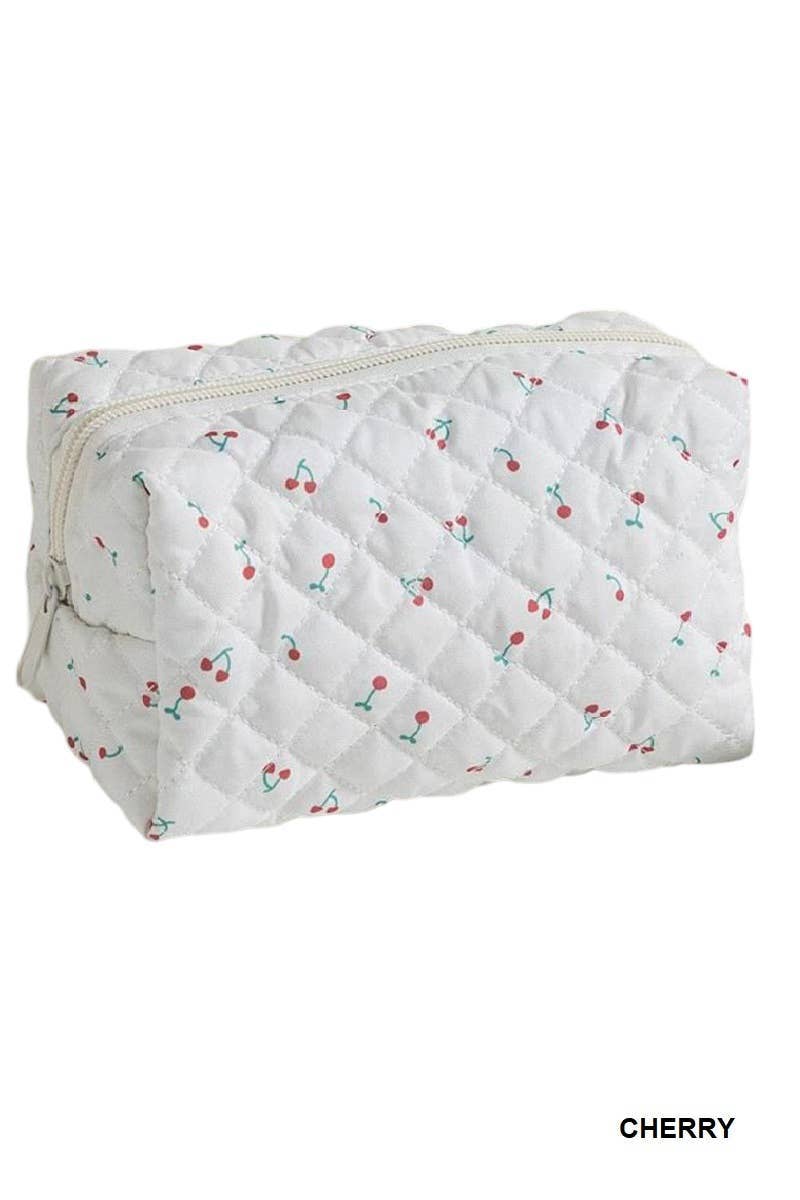 Ditsy Quilted Floral Cosmetic Pouch Bag - Rooted & Reckless Co.