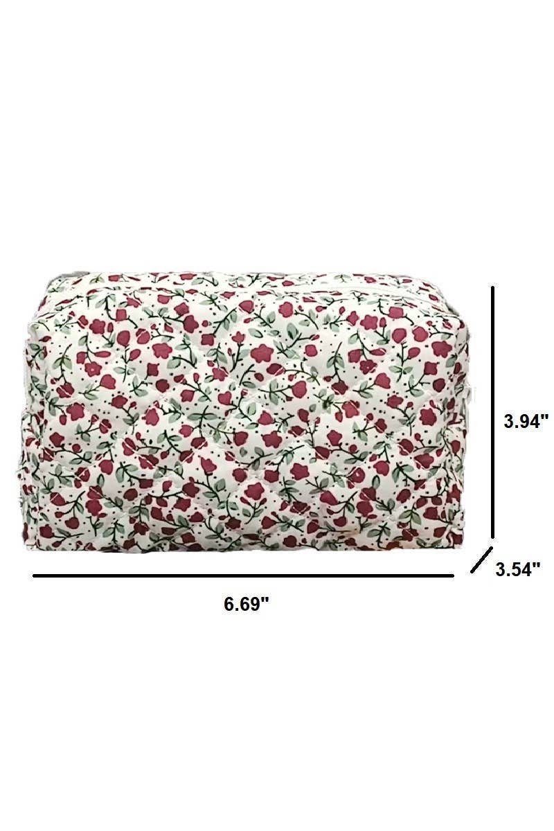 Ditsy Quilted Floral Cosmetic Pouch Bag - Rooted & Reckless Co.