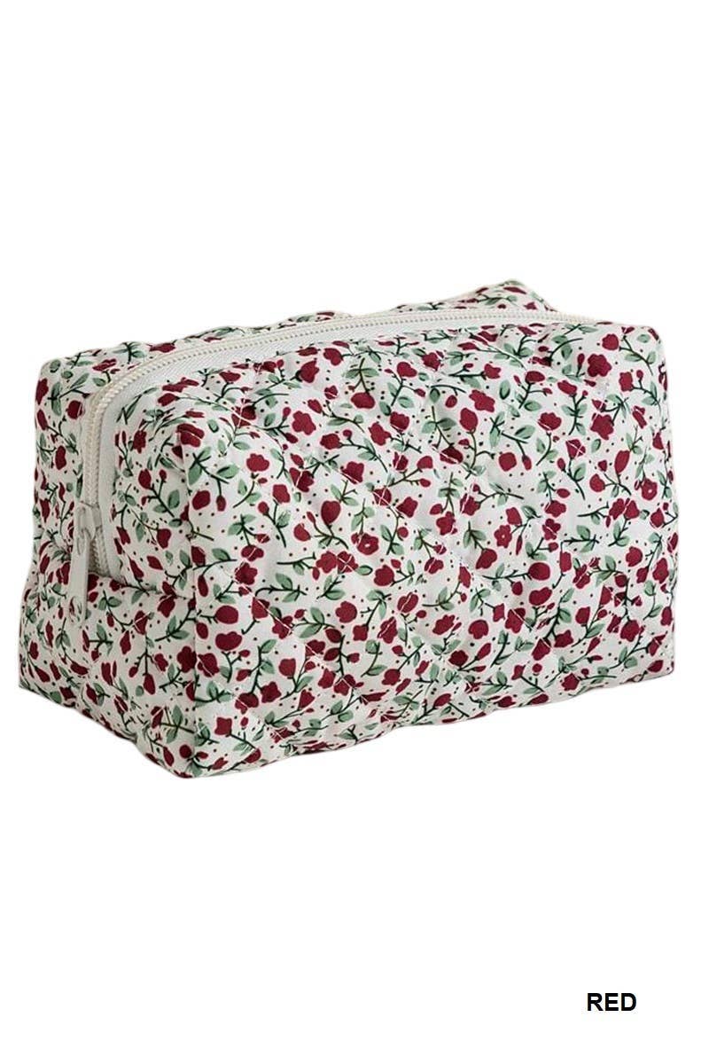 Ditsy Quilted Floral Cosmetic Pouch Bag - Rooted & Reckless Co.