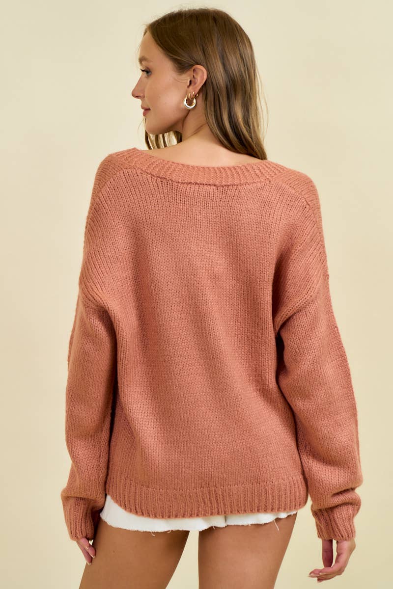Doe and Rae Western Horseshoe Patch Cardigan — Chunky Knit with Oversized Horseshoe Patches & Button Front (small remains) - Rooted & Reckless Co.