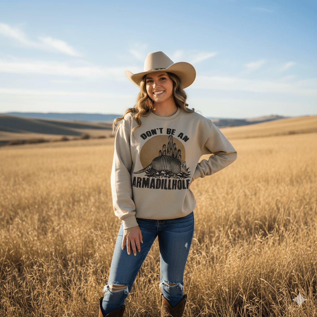 Don't Be An Armadillhole Graphic Sweatshirt - Rooted & Reckless Co.