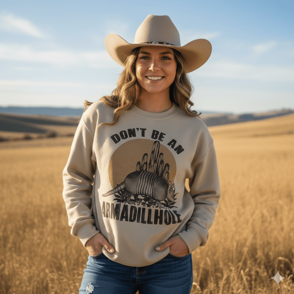 Don't Be An Armadillhole Graphic Sweatshirt - Rooted & Reckless Co.