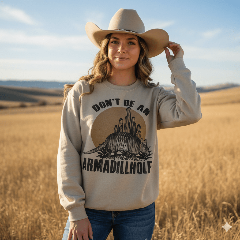 Don't Be An Armadillhole Graphic Sweatshirt - Rooted & Reckless Co.
