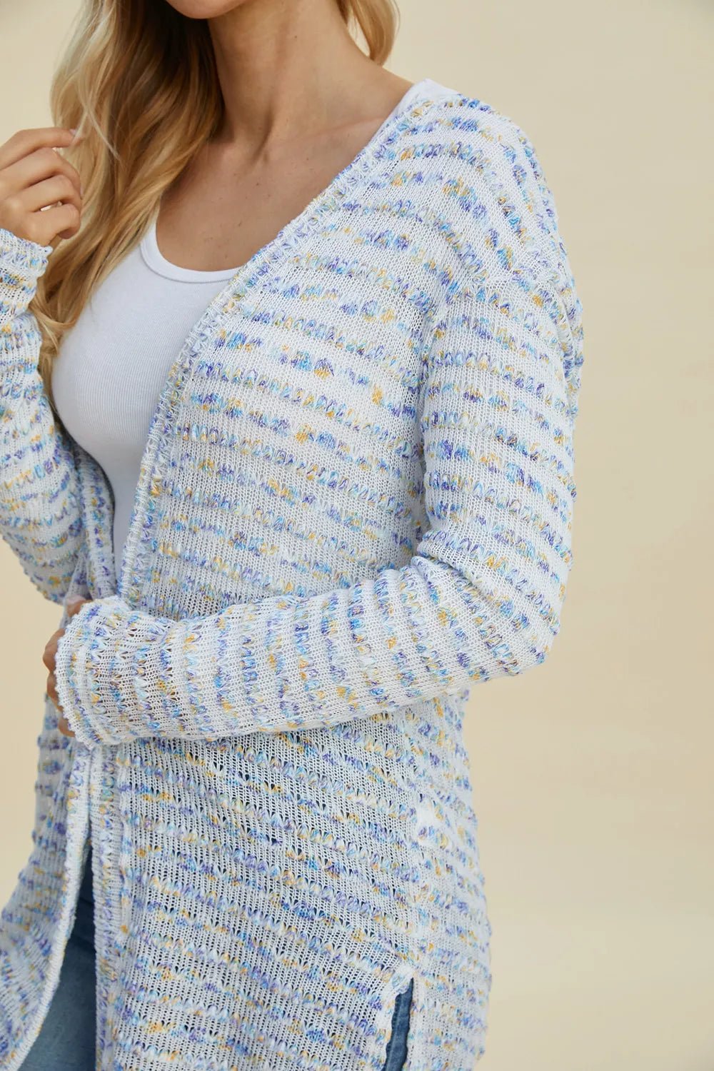 Double Take Full Size Open Front Longline Cardigan - Rooted & Reckless Co.