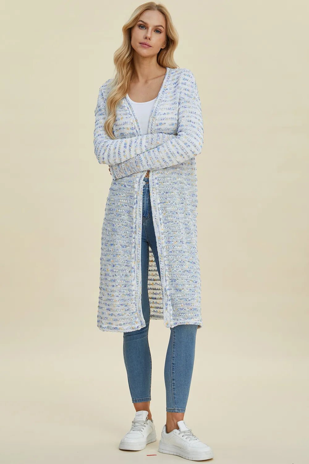 Double Take Full Size Open Front Longline Cardigan - Rooted & Reckless Co.