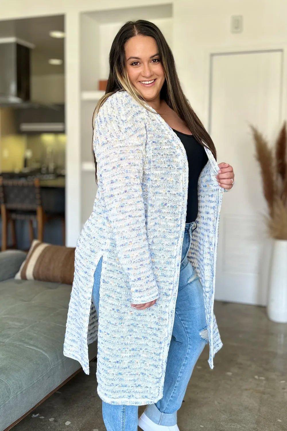 Double Take Full Size Open Front Longline Cardigan - Rooted & Reckless Co.