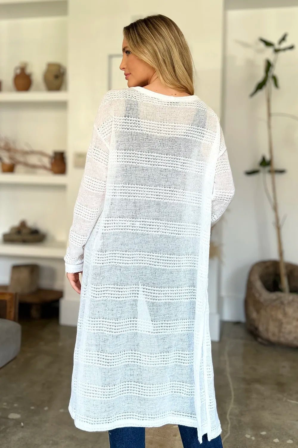 Double Take Full Size Open Front Longline Cardigan - Rooted & Reckless Co.