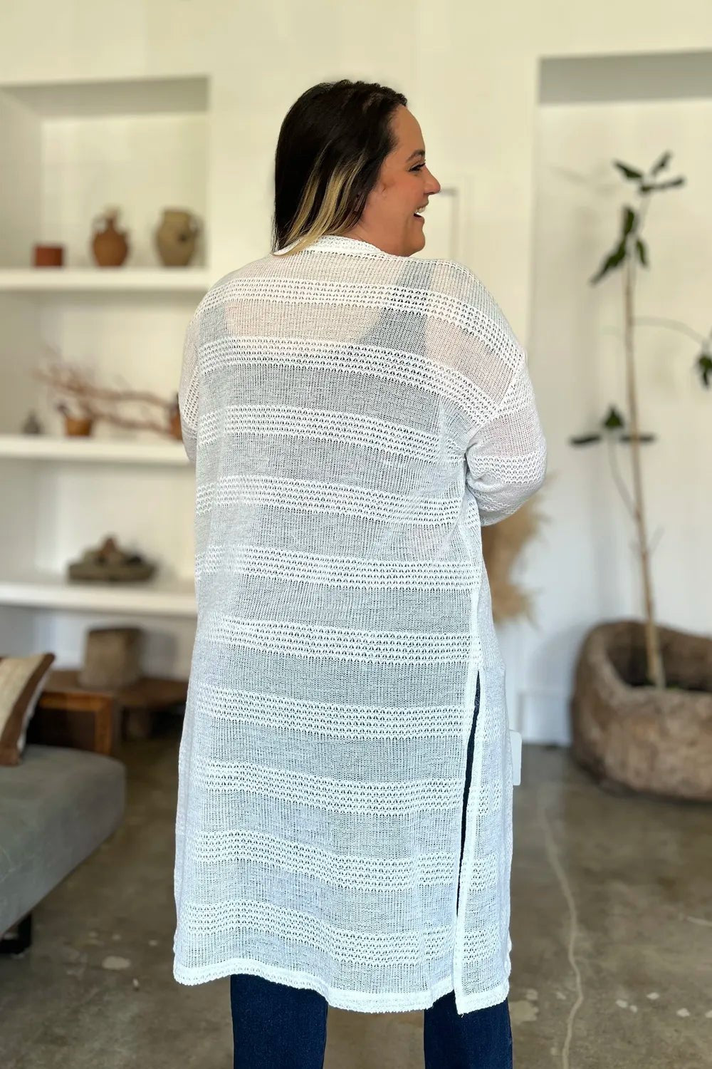 Double Take Full Size Open Front Longline Cardigan - Rooted & Reckless Co.