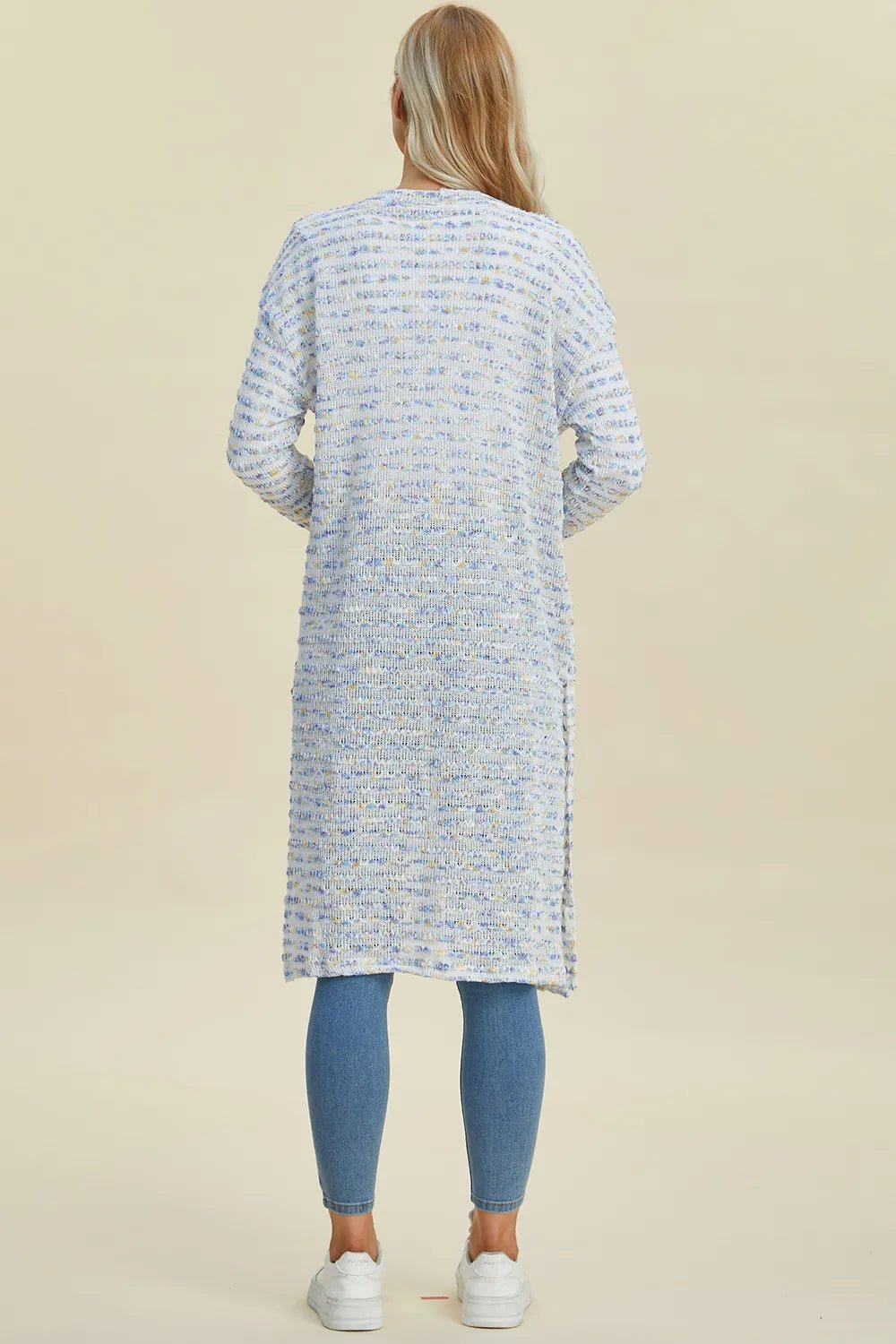 Double Take Full Size Open Front Longline Cardigan - Rooted & Reckless Co.