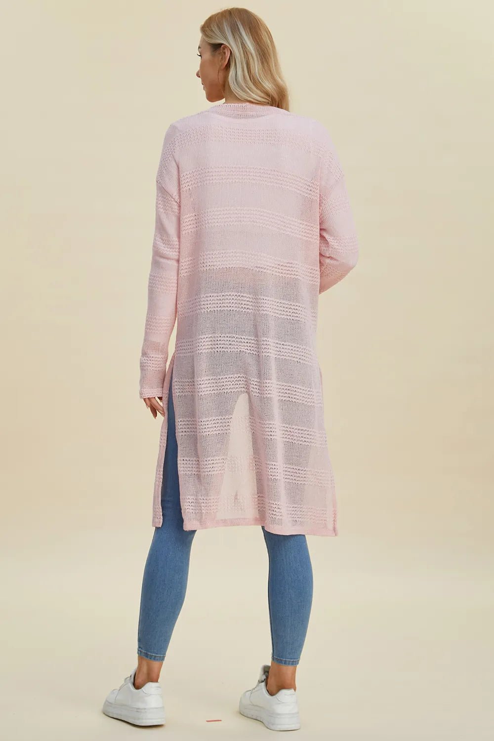 Double Take Full Size Open Front Longline Cardigan - Rooted & Reckless Co.