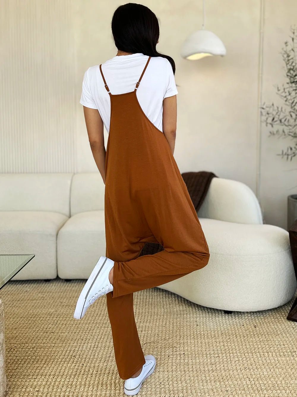 Double Take Full Size Sleeveless V-Neck Pocketed Jumpsuit - Rooted & Reckless Co.