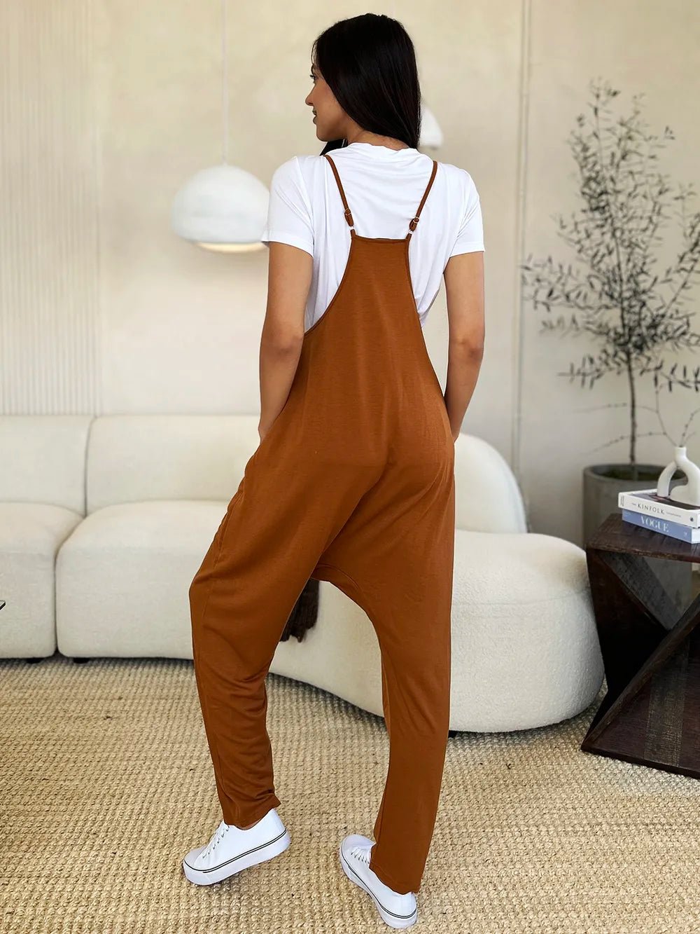 Double Take Full Size Sleeveless V-Neck Pocketed Jumpsuit - Rooted & Reckless Co.