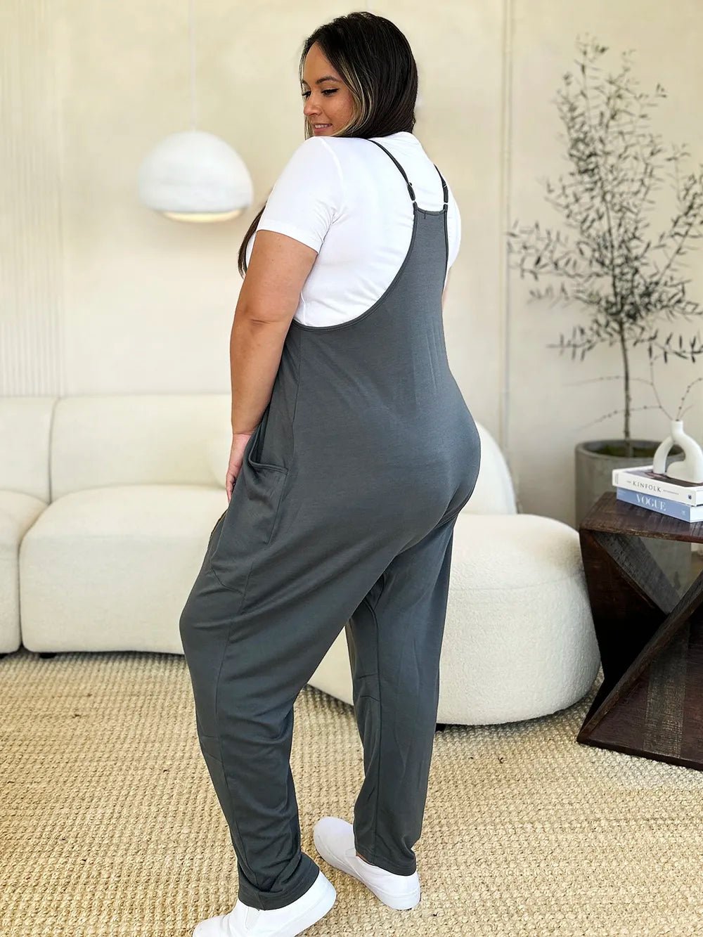 Double Take Full Size Sleeveless V-Neck Pocketed Jumpsuit - Rooted & Reckless Co.