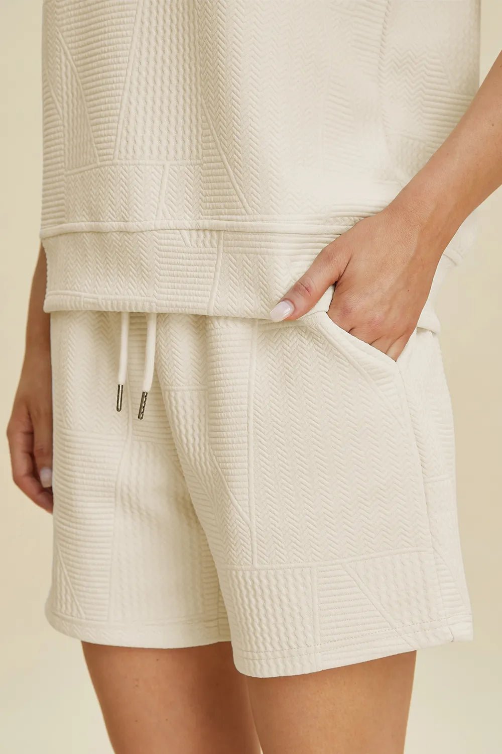 Double Take Full Size Texture Round Neck Ruffle Sleeve Top and Shorts Set - Rooted & Reckless Co.