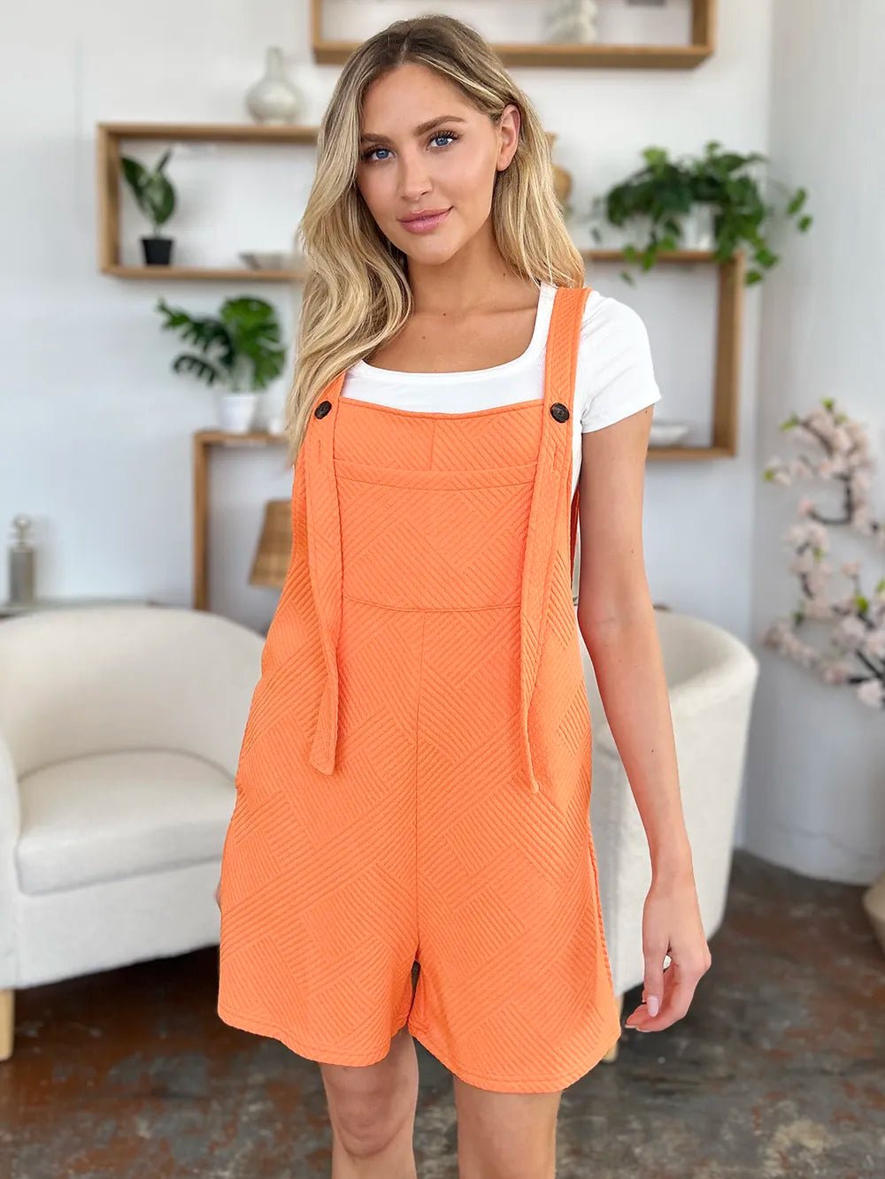 Double Take Full Size Texture Sleeveless Romper - Rooted & Reckless Co.