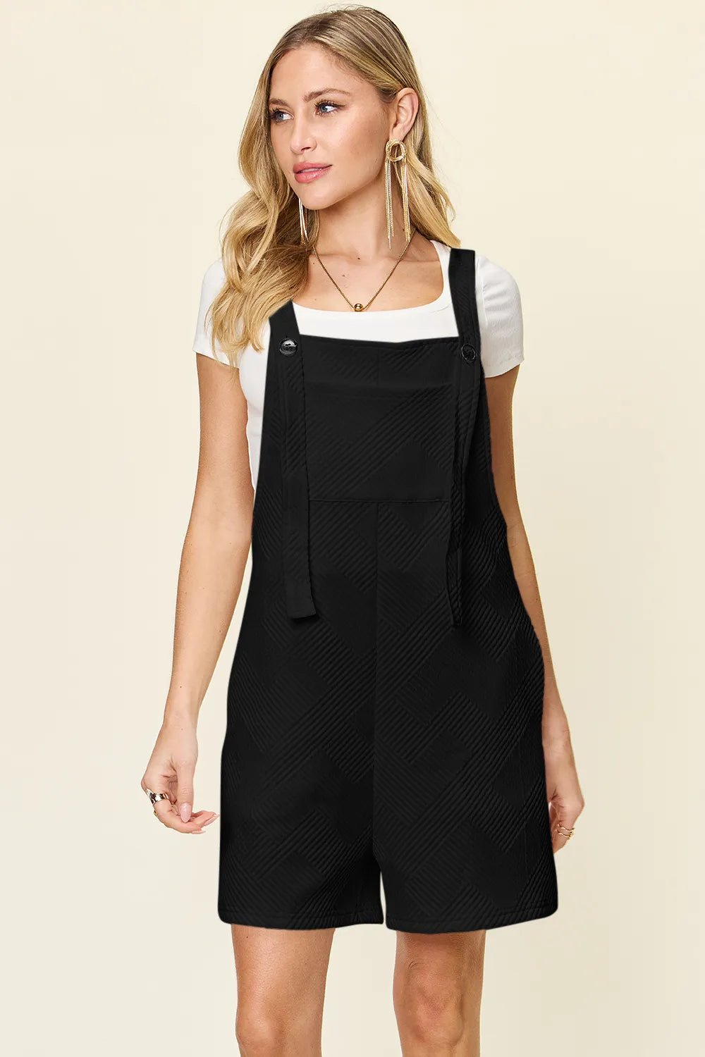 Double Take Full Size Texture Sleeveless Romper - Rooted & Reckless Co.