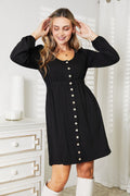 Double Take Scoop Neck Empire Waist Long Sleeve Magic Dress - Rooted & Reckless Co.