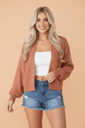 Drop Shoulder Open Front Cropped Cardigan - Rooted & Reckless Co.