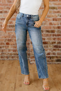 Dusk Blue Vintage Washed Seam Detail Shift Jeans - Rooted & Reckless Co.