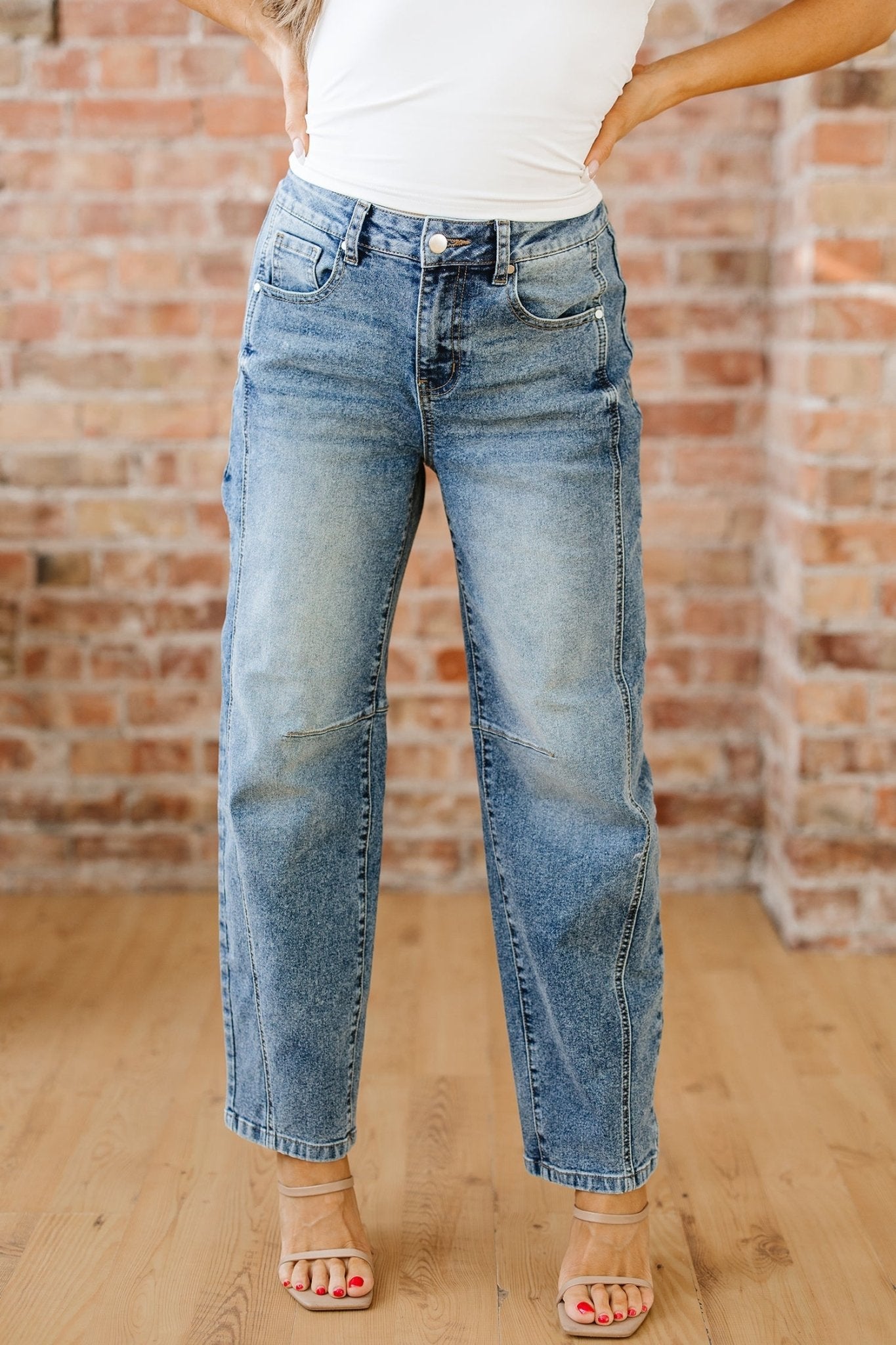 Dusk Blue Vintage Washed Seam Detail Shift Jeans - Rooted & Reckless Co.