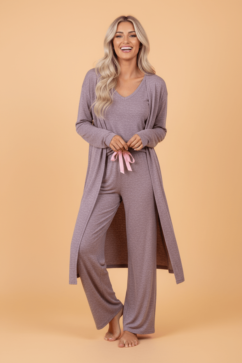 Duster Cardigan T-Shirt & Pants Lounge Set - Rooted & Reckless Co.