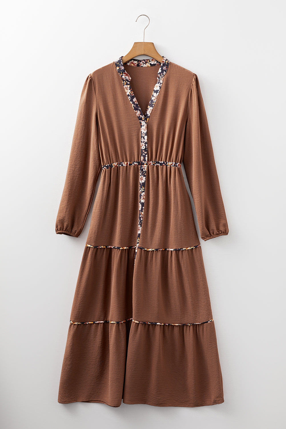Floral Patchwork Long Sleeve Maxi Dress