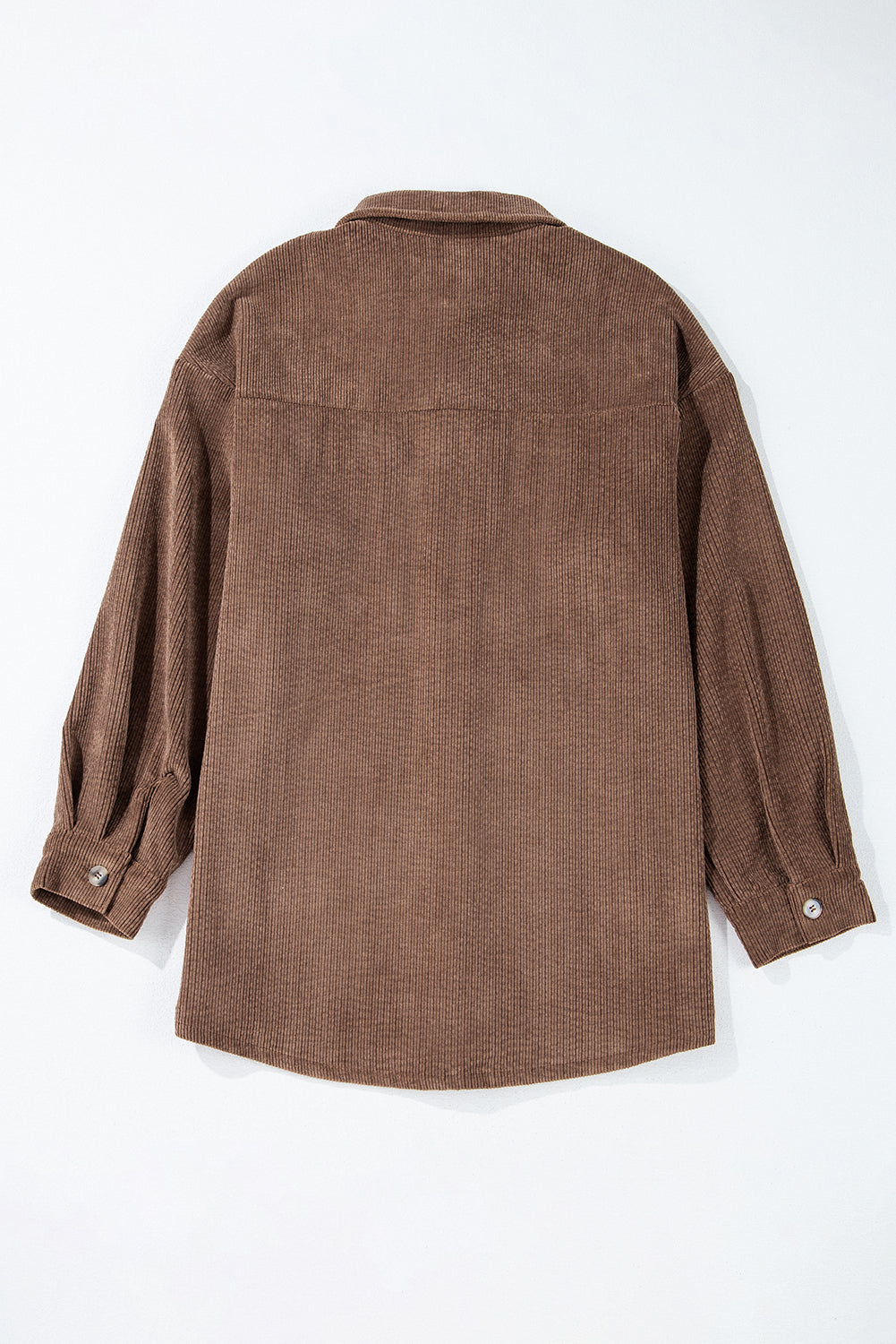 Solid Corduroy Button-Up Pocketed Shacket