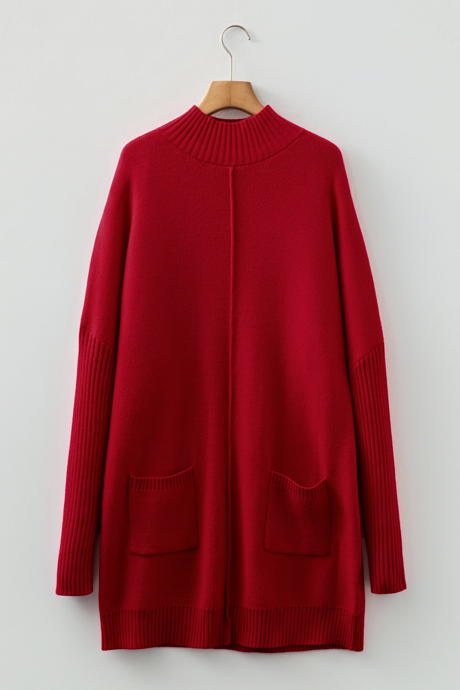 Solid Ribbed Mock Neck Sweater Dress