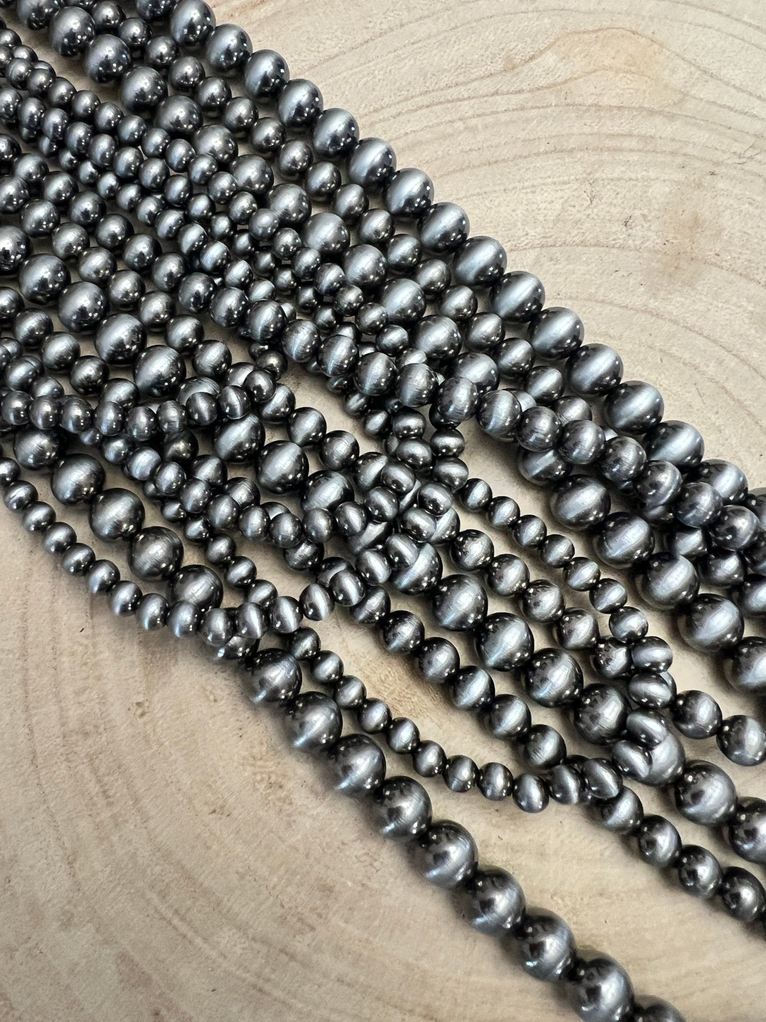 Eight Row Western Faux Sterling Pearl Statement Necklace — Single-Clasp Layered Set - Rooted & Reckless Co.