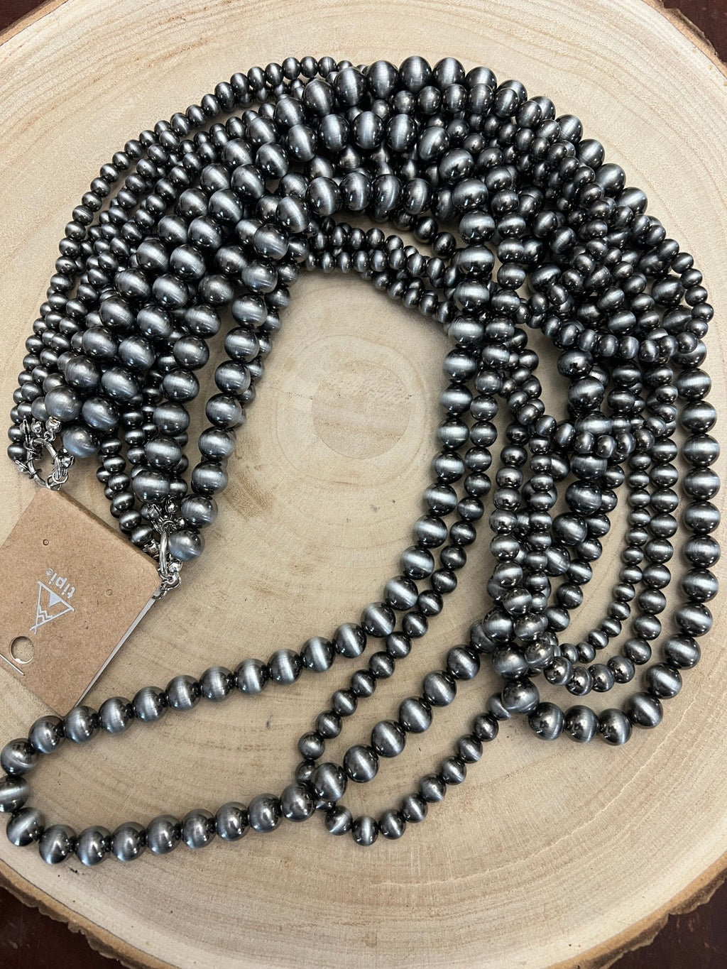 Eight Row Western Faux Sterling Pearl Statement Necklace — Single-Clasp Layered Set - Rooted & Reckless Co.