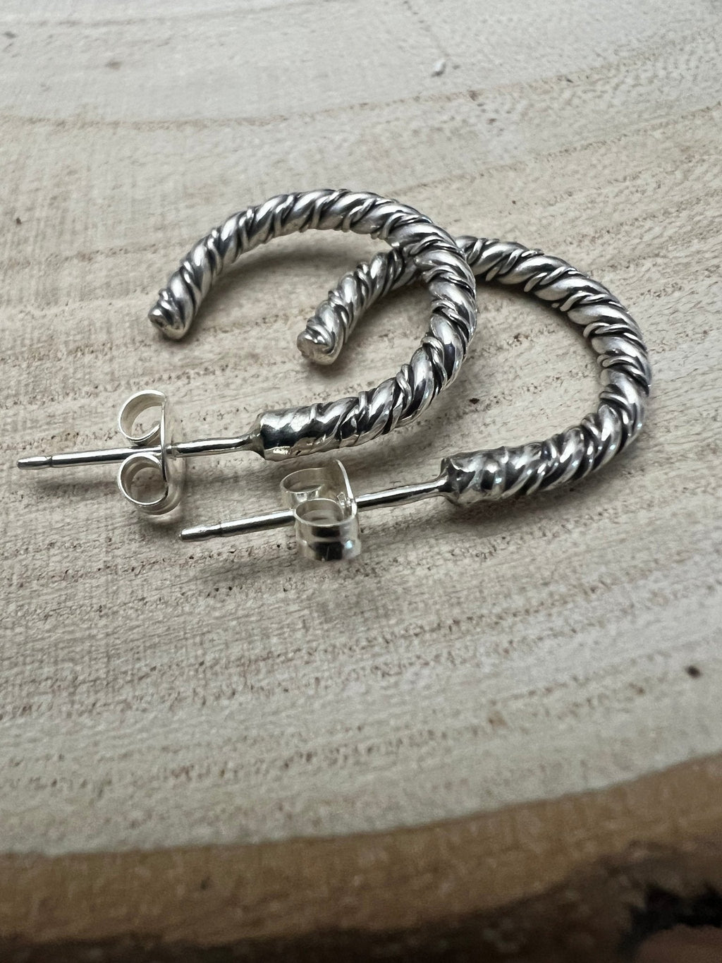 Elaine Tahe Navajo Sterling Silver Hoop Earrings — 5/8" × 1/8" (Listing 2) - Rooted & Reckless Co.