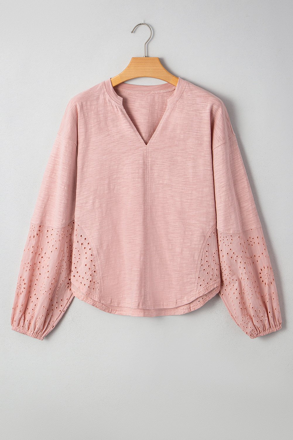 Embroidered Eyelet Patchwork Batwing Sleeve Blouse - Rooted & Reckless Co.