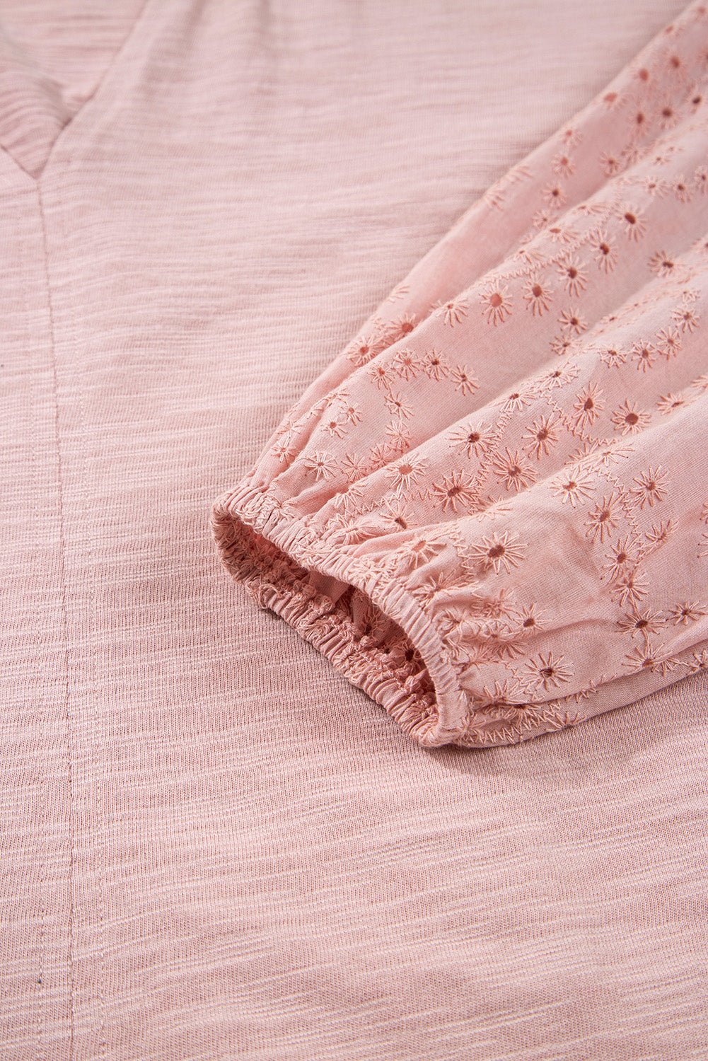 Embroidered Eyelet Patchwork Batwing Sleeve Blouse - Rooted & Reckless Co.