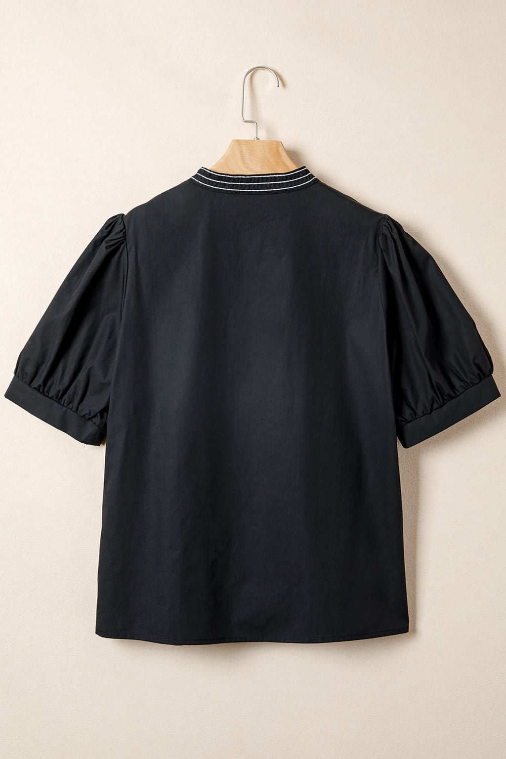 Embroidered V-Neck Short Puff Sleeve Blouse - Rooted & Reckless Co.
