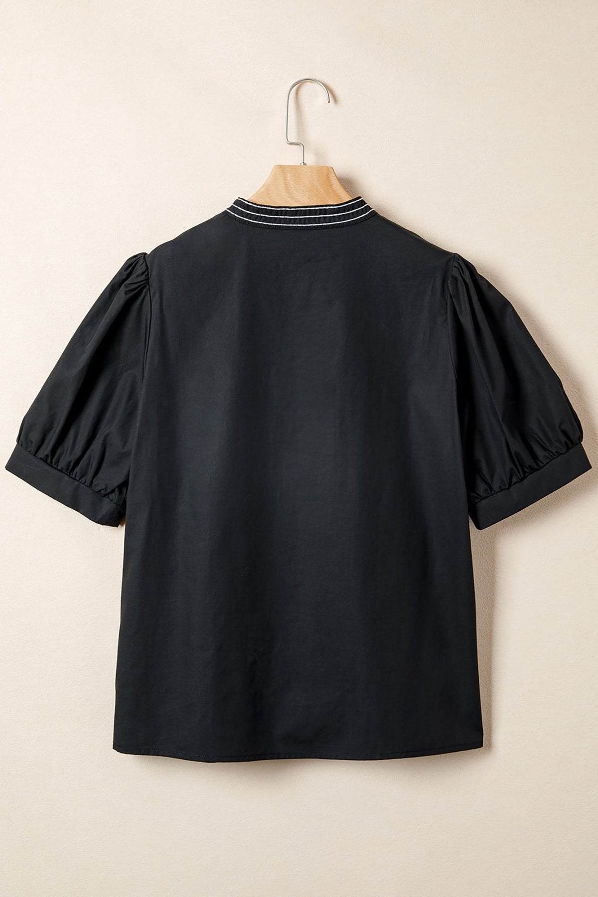 Embroidered V-Neck Short Puff Sleeve Blouse - Rooted & Reckless Co.