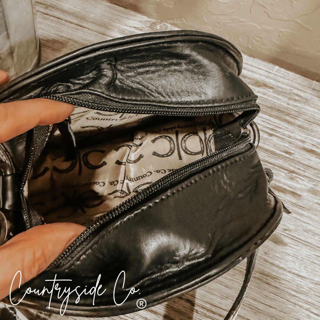 Emery Checkered & Cowhide Canteen Purse - Rooted & Reckless Co.