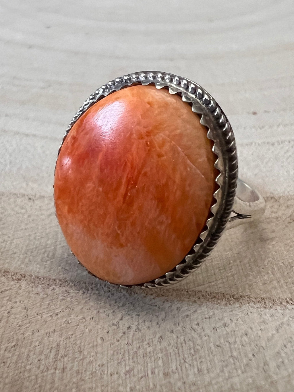 Ernest Hawthorne Navajo Spiny Oyster & Sterling Silver Ring — Size 7.5 - Rooted & Reckless Co.