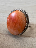 Ernest Hawthorne Navajo Spiny Oyster & Sterling Silver Ring — Size 7.5 - Rooted & Reckless Co.