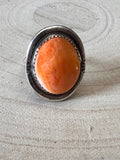 Ernest Hawthorne Navajo Spiny Oyster & Sterling Silver Ring — Size 8 - Rooted & Reckless Co.
