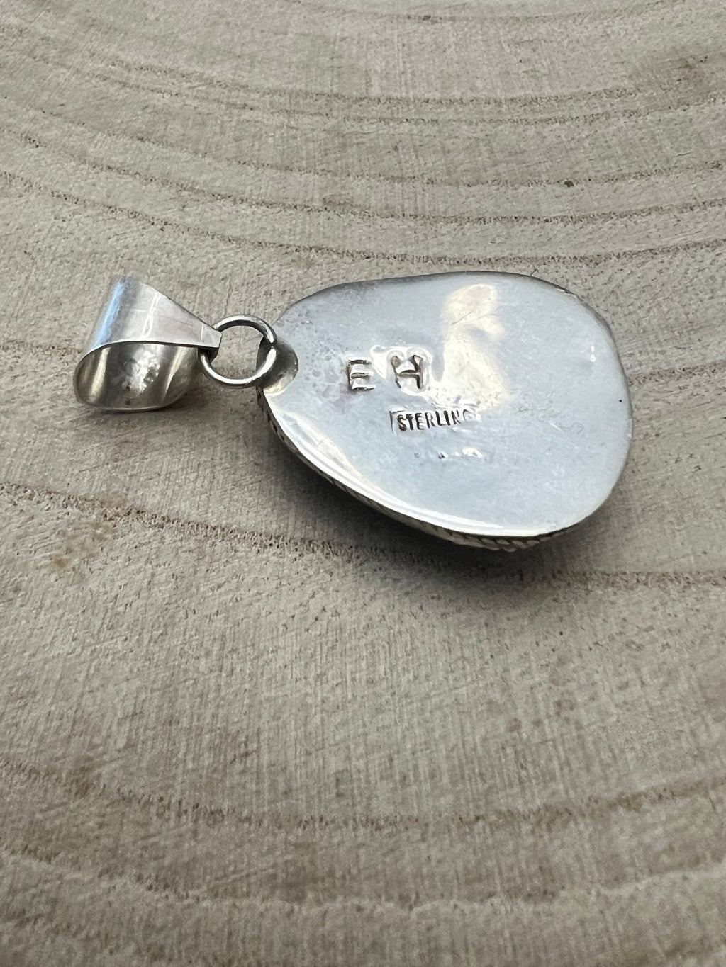 Ernest Hawthorne Navajo Sterling Silver Pendant with Egyptian Turquoise — 1 1/2" × 3/4" (Hallmarked) - Rooted & Reckless Co.