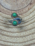 Esther White Navajo Sterling Silver Green Opalite Adjustable Ring - Rooted & Reckless Co.
