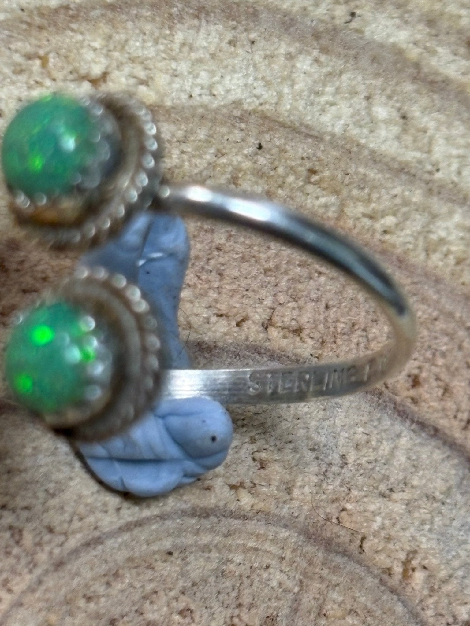 Esther White Navajo Sterling Silver Green Opalite Adjustable Ring - Rooted & Reckless Co.