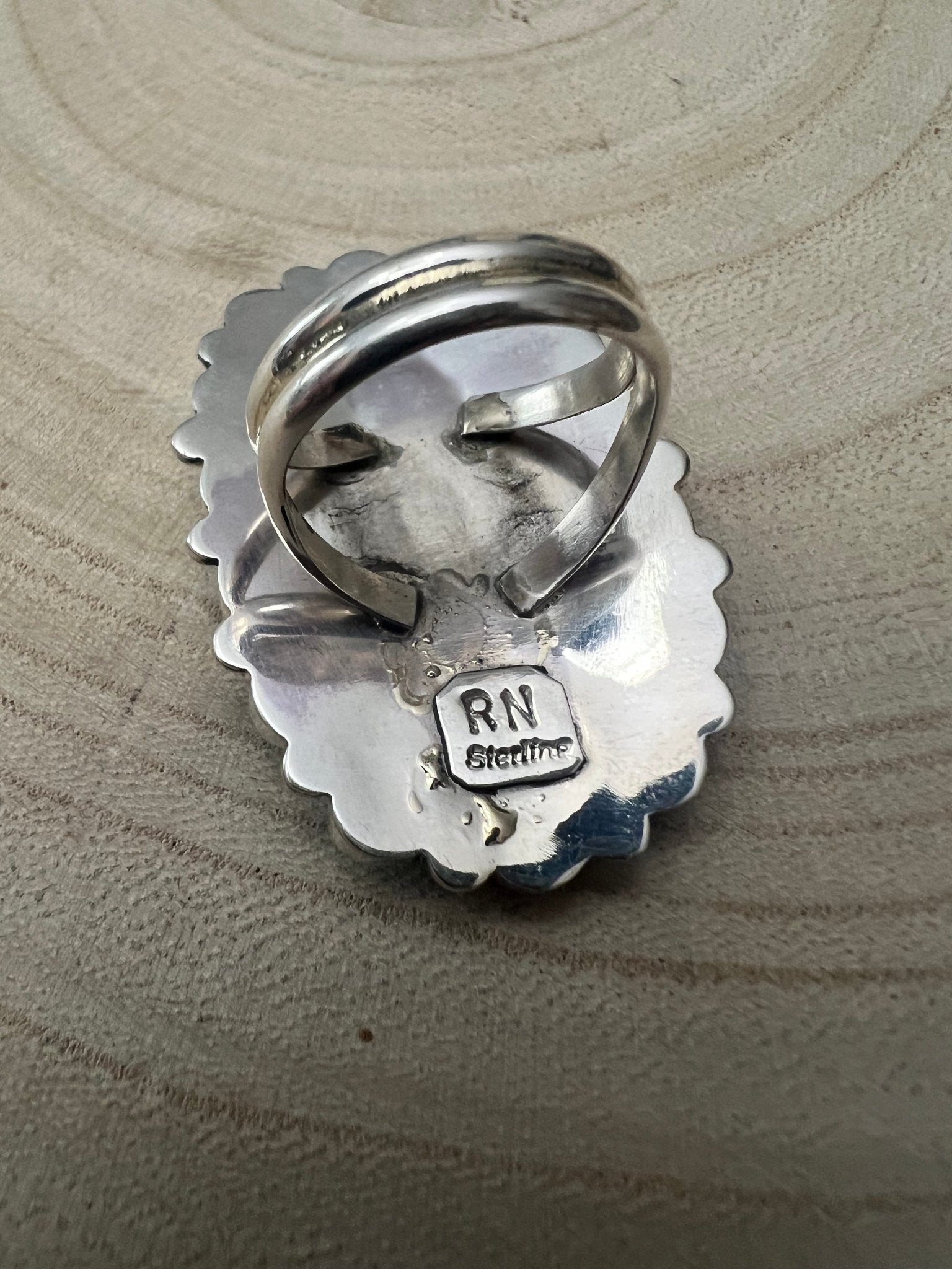 Eunise Wilson Navajo Sterling Silver Ring with Turquoise — Size 8 (Hallmark EJW) - Rooted & Reckless Co.