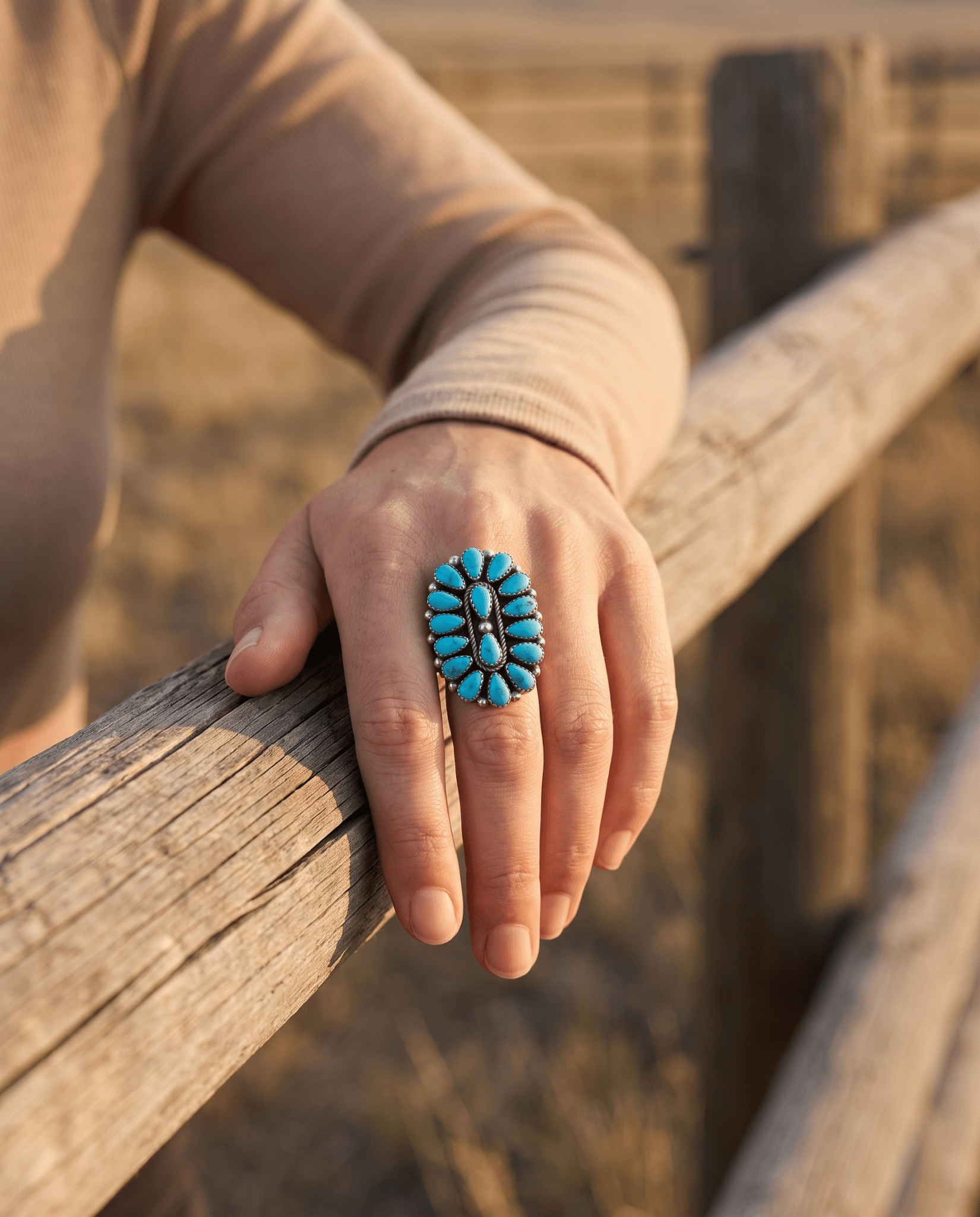 Eunise Wilson Navajo Sterling Silver Ring with Turquoise — Size 8 (Hallmark EJW) - Rooted & Reckless Co.